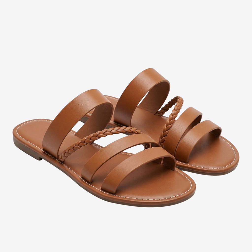 NOMU | Women’s Braided Strap Flat Slide Sandals