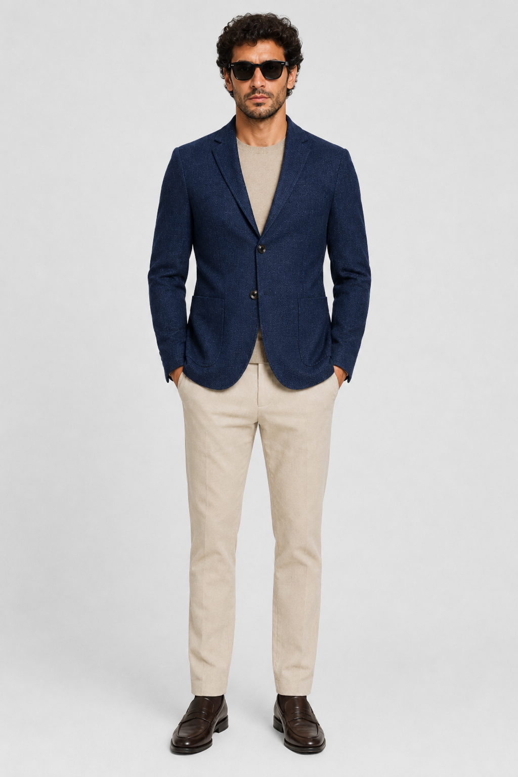 NOMU | Men's Textured Tailored Blazer – Smart Casual Single-Breasted Jacket