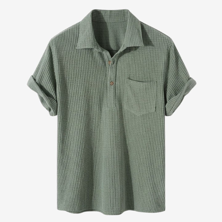 NOMU | Men's Ribbed Polo Shirt – Textured Short Sleeve Casual Fit