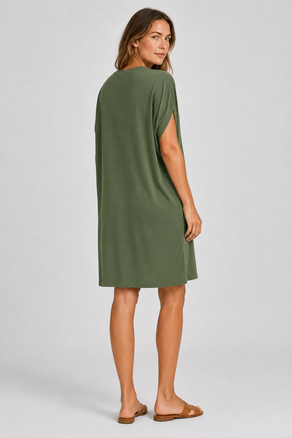 NOMU | Women's Casual V-Neck Loose Mini Dress – Comfortable Short Sleeve Everyday Dress