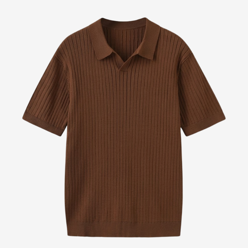 NOMU | Men's Ribbed Knit Polo Shirt – Minimalist Smart Casual Short Sleeve Top