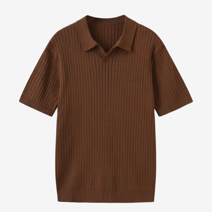 NOMU | Men's Ribbed Knit Polo Shirt – Minimalist Smart Casual Short Sleeve Top