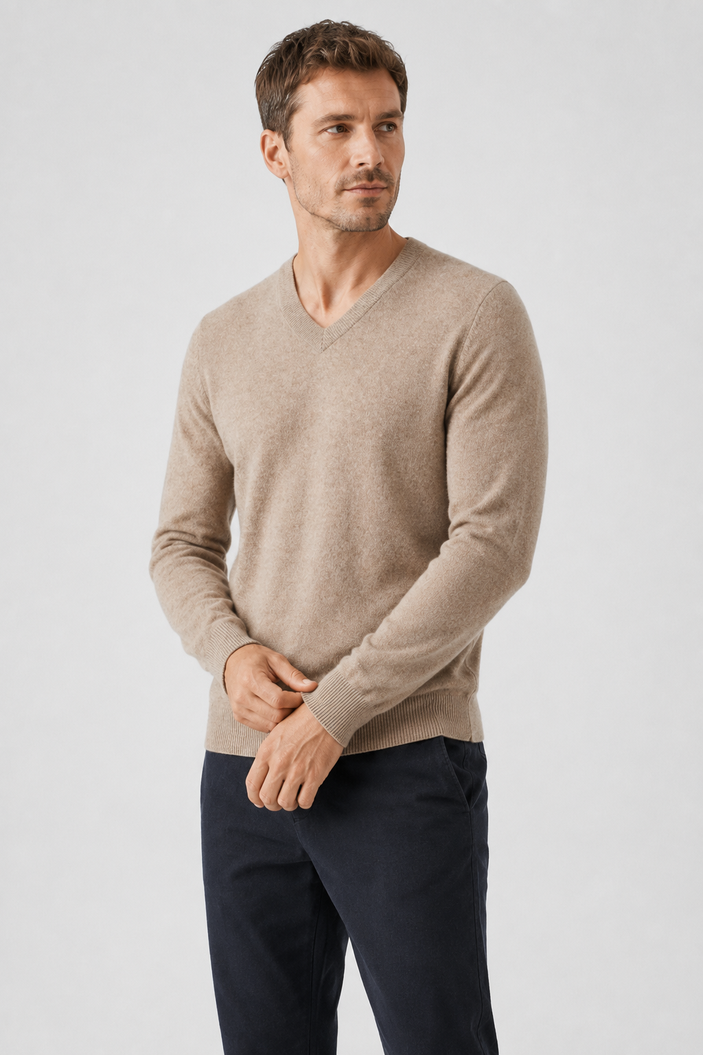 NOMU | Men's V-Neck Knit Sweater – Minimalist Soft-Touch Pullover