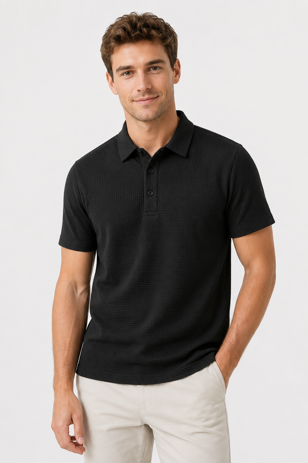 NOMU | Men's Textured Polo Shirt – Classic Short Sleeve Casual Fit