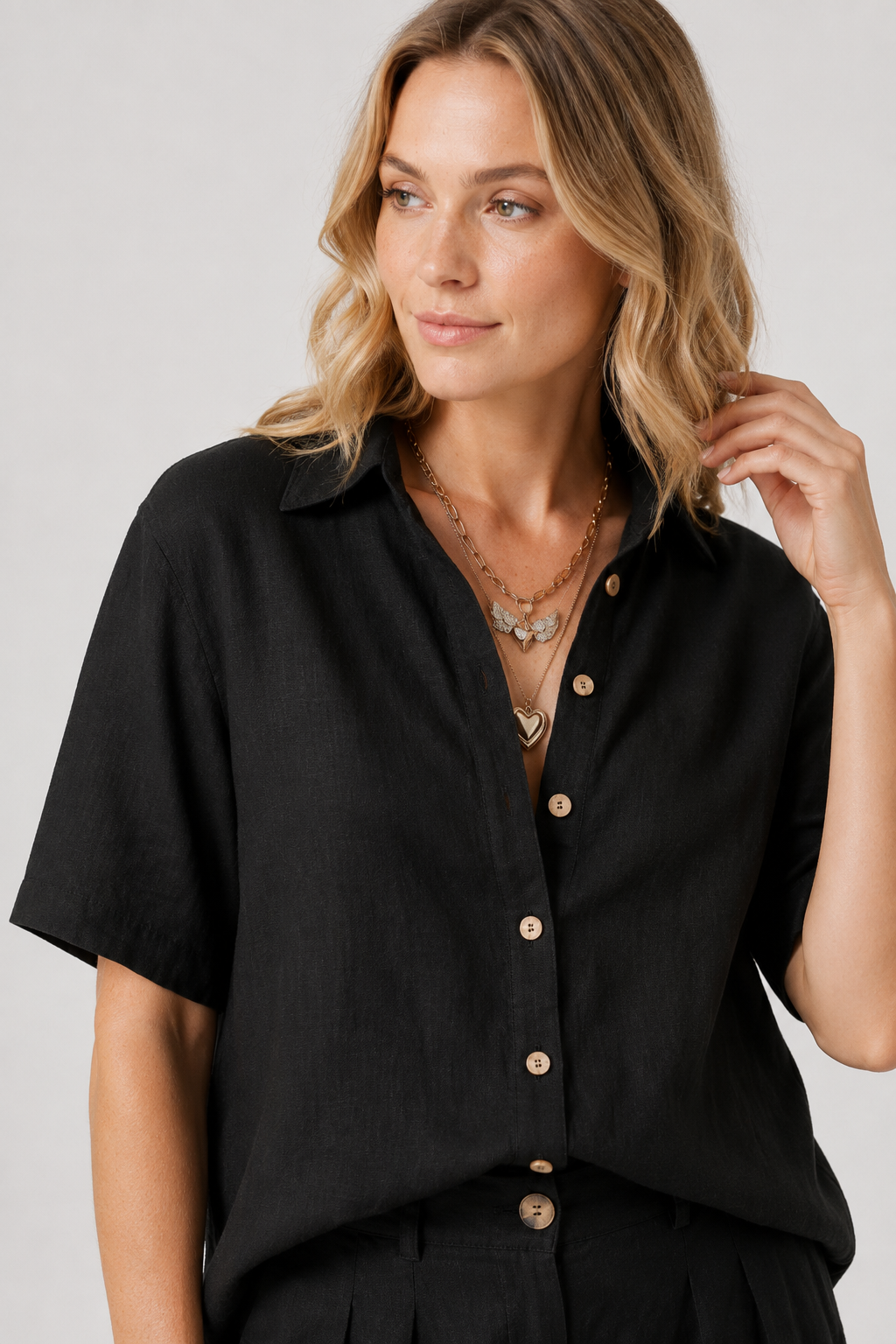 NOMU | Women's Relaxed Linen Shirt & Tailored Shorts Set – Minimalist Summer Co-Ord Outfit