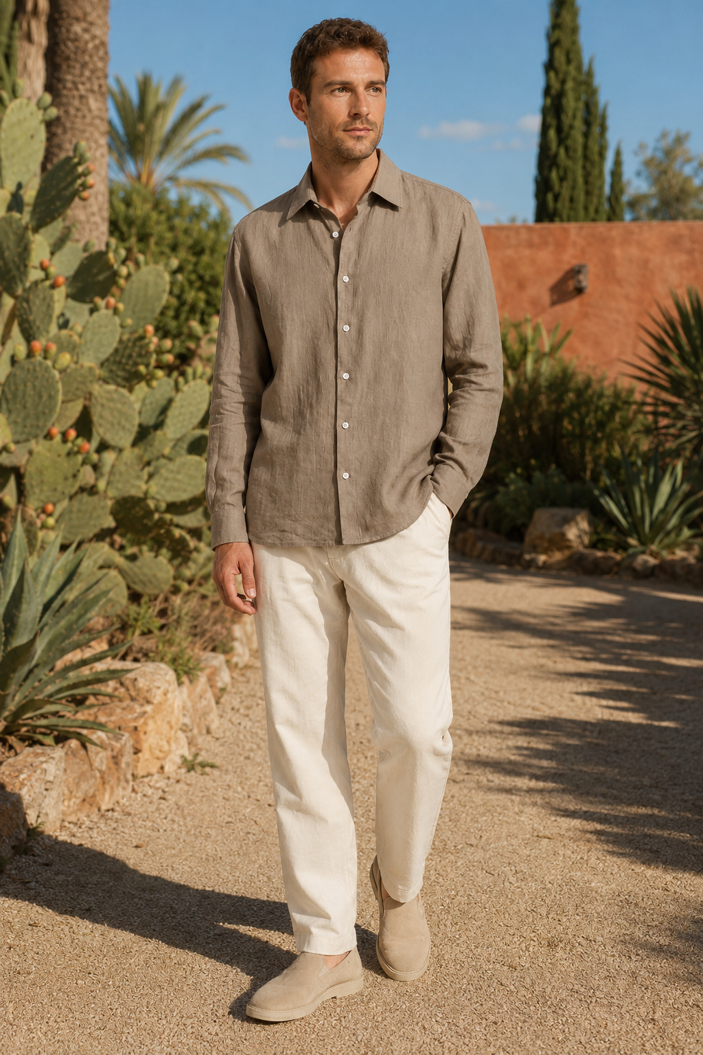NOMU | Men's Linen Button Up Shirt – Lightweight Long Sleeve Casual Design