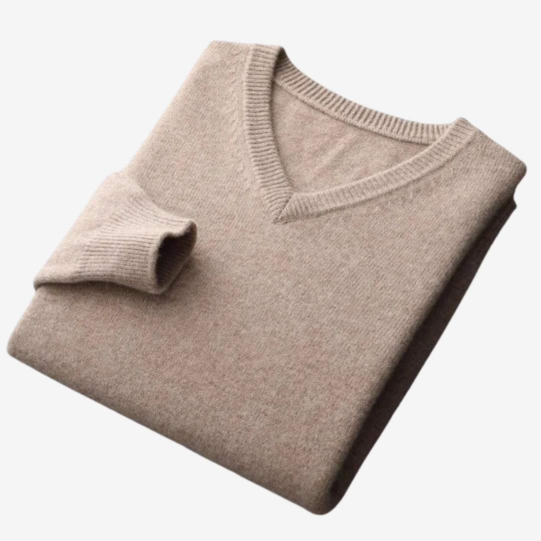 NOMU | Men's V-Neck Knit Sweater – Minimalist Soft-Touch Pullover