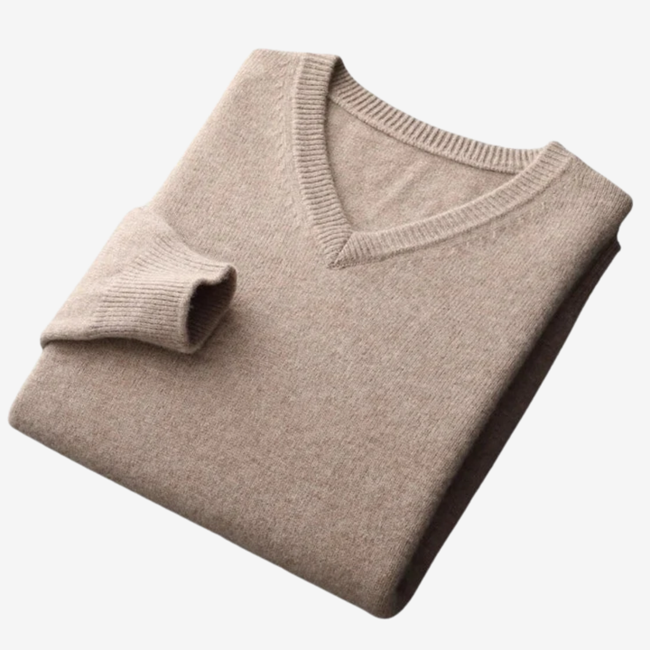 NOMU | Men's V-Neck Knit Sweater – Minimalist Soft-Touch Pullover