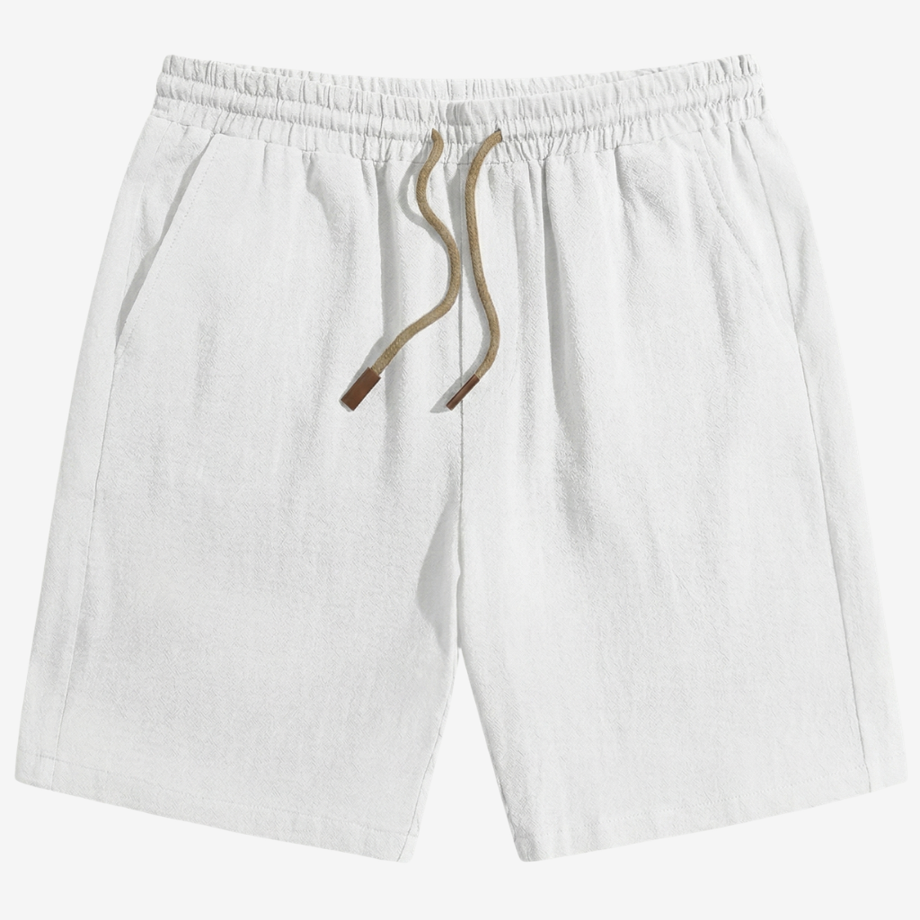 NOMU | Men's Linen Blend Shorts – Drawstring Elastic Waist Casual Design