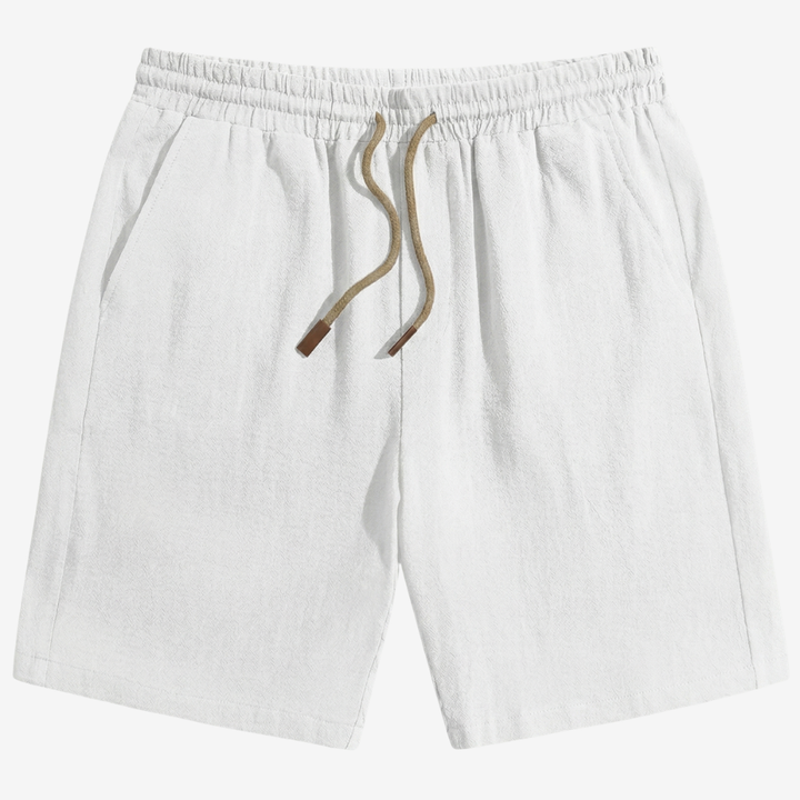 NOMU | Men's Linen Blend Shorts – Drawstring Elastic Waist Casual Design