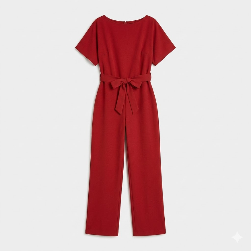NOMU | Women's Minimalist Belted Wide-Leg Jumpsuit – Elegant Relaxed One-Piece Outfit