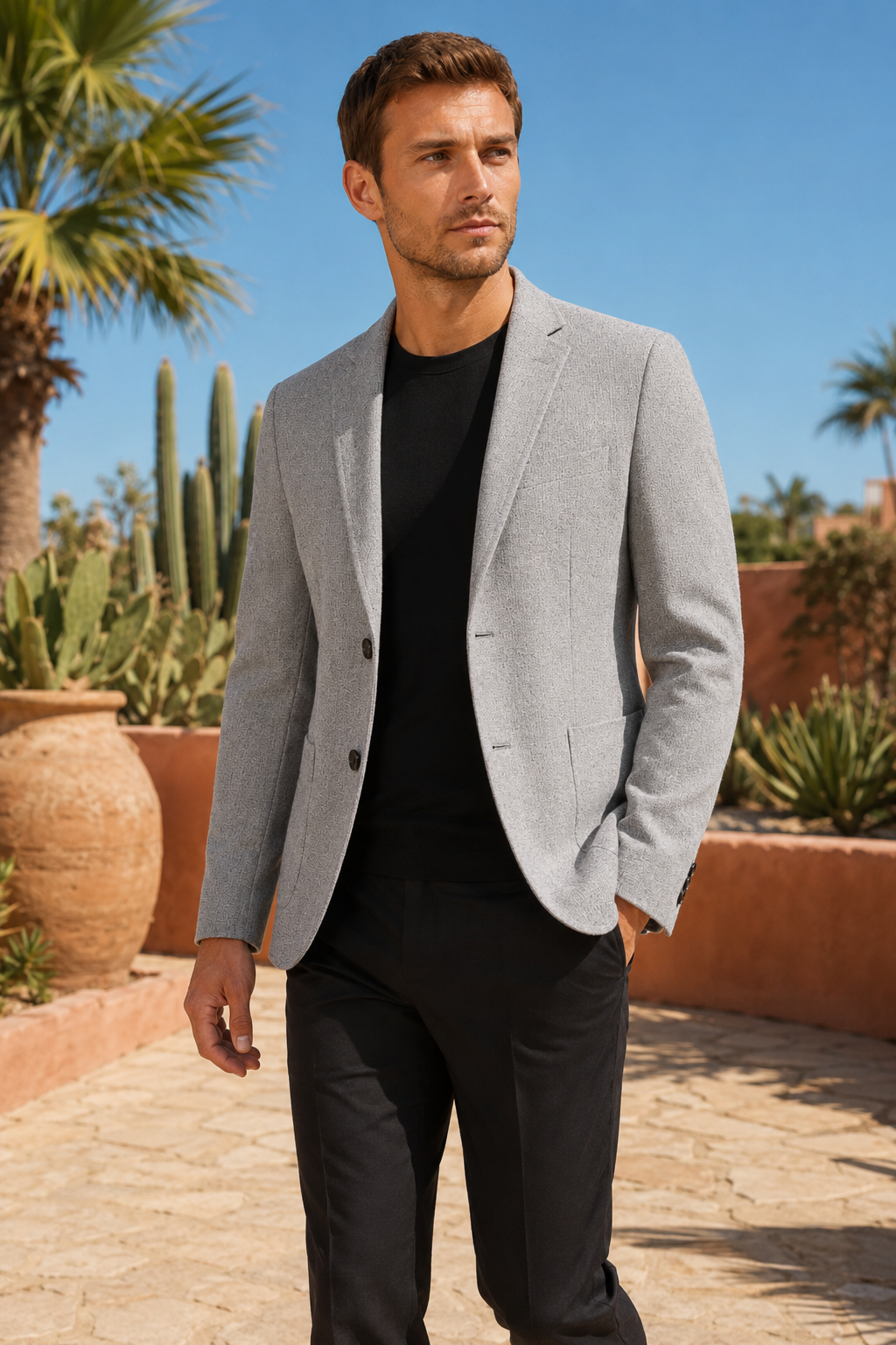 NOMU | Men's Textured Tailored Blazer – Smart Casual Single-Breasted Jacket