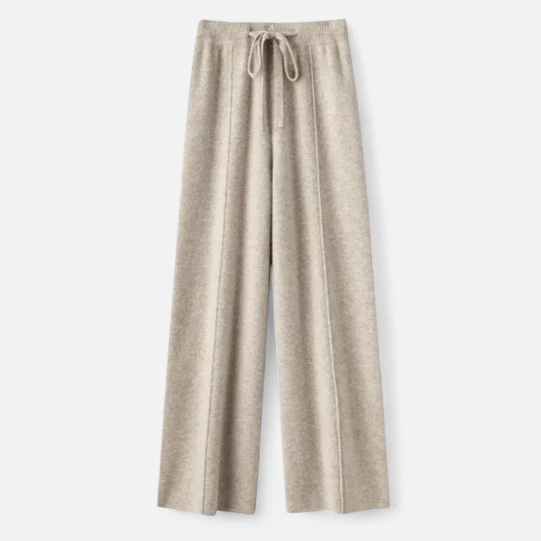 NOMU | Women's Knit Wide Leg Pants – Soft Drawstring Lounge Trousers