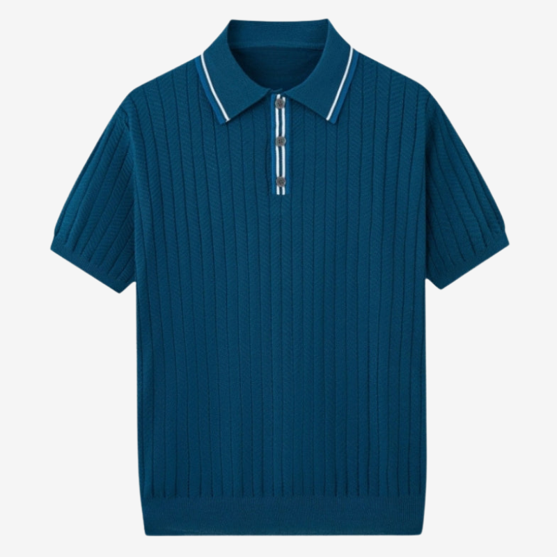 NOMU | Men's Textured Knit Polo Shirt – Smart Casual Short Sleeve Sweater Polo