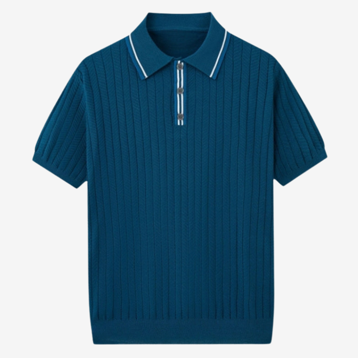 NOMU | Men's Textured Knit Polo Shirt – Smart Casual Short Sleeve Sweater Polo