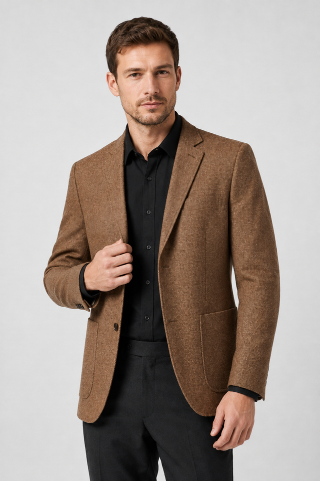 NOMU | Men's Textured Tailored Blazer – Smart Casual Single-Breasted Jacket