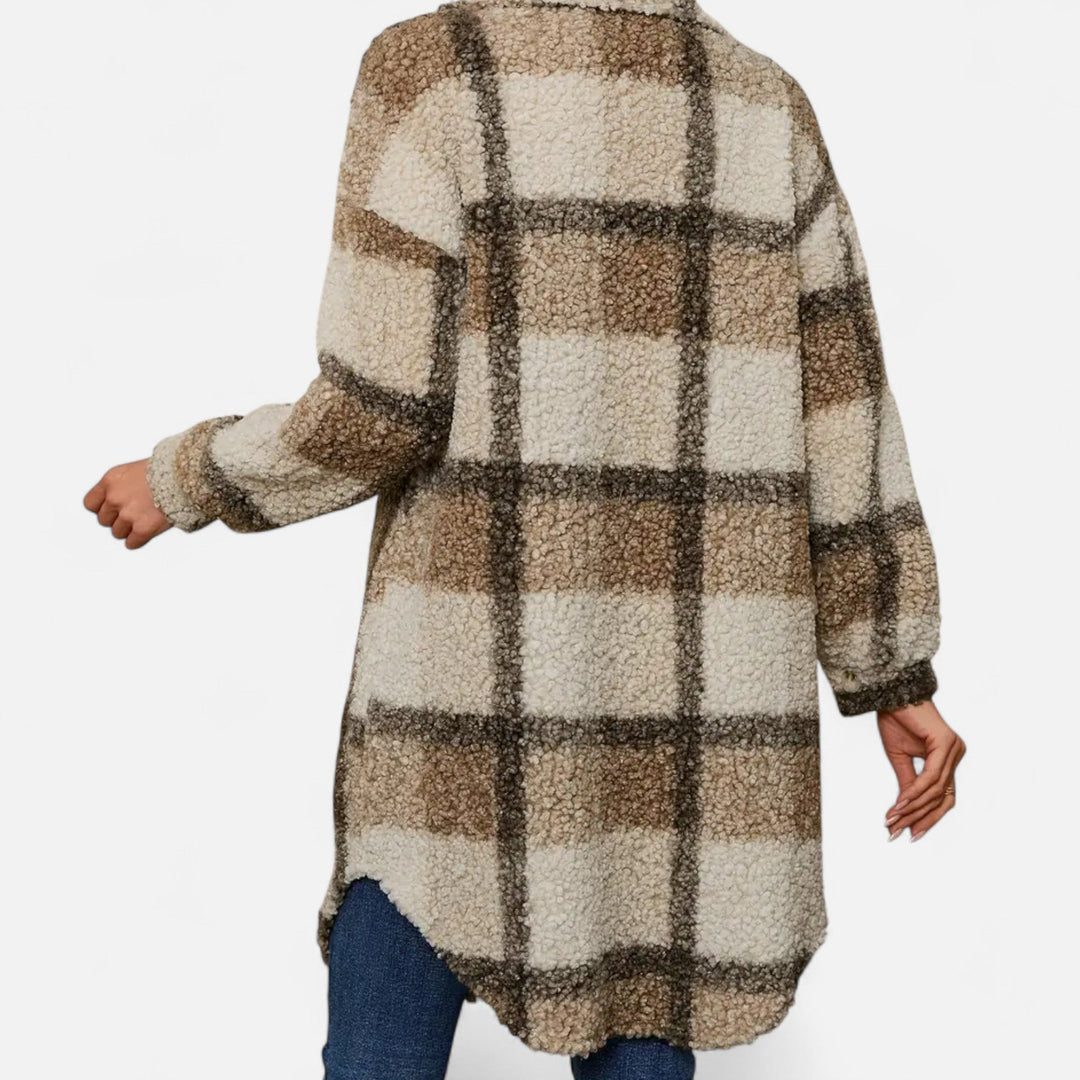 Women’s Plaid Fuzzy Coat – Heritage Charm
