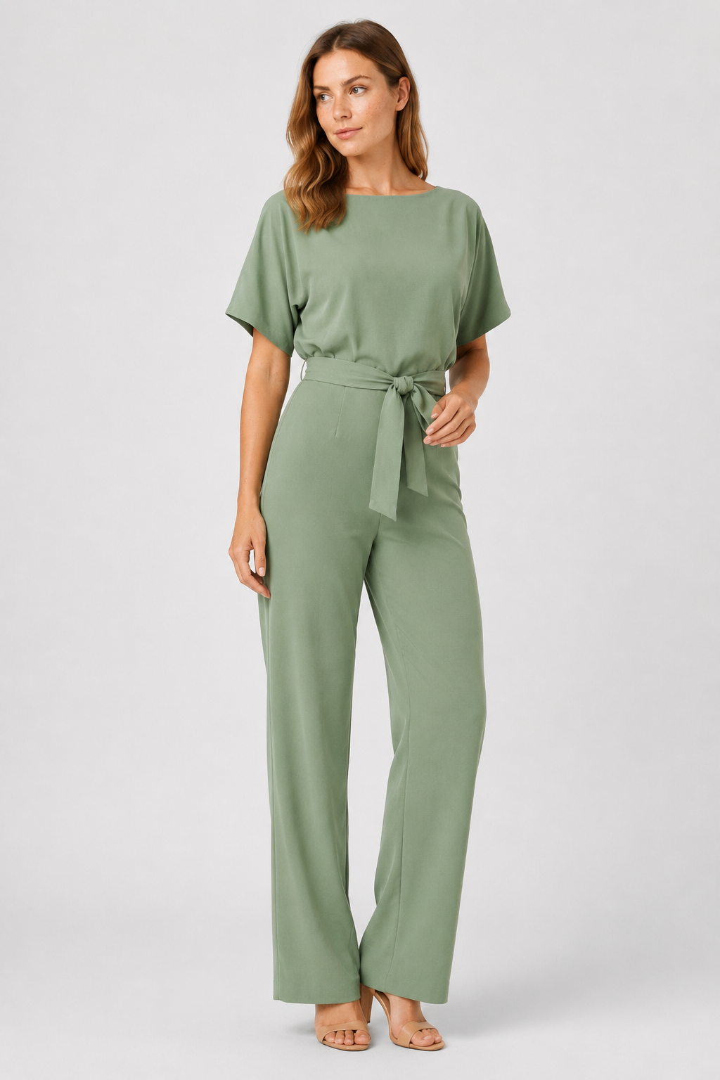NOMU | Women's Minimalist Belted Wide-Leg Jumpsuit – Elegant Relaxed One-Piece Outfit
