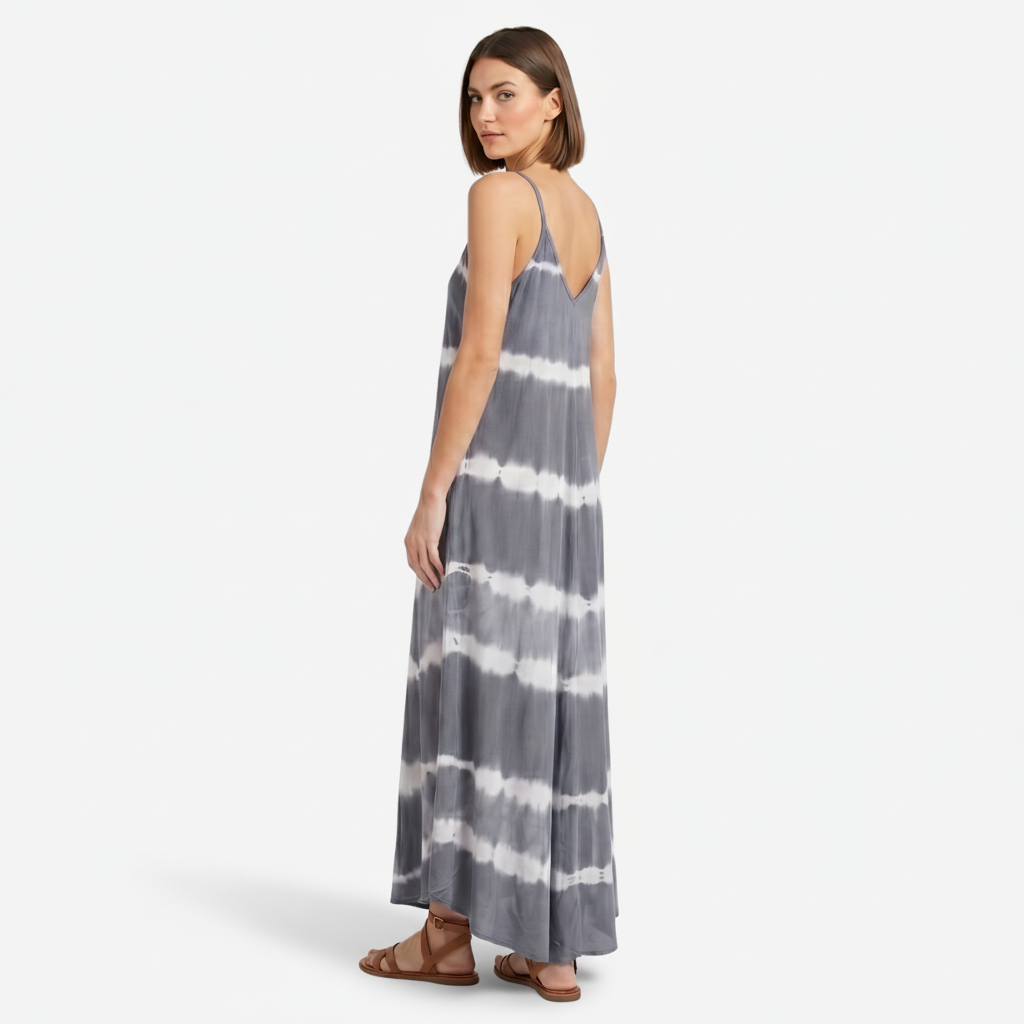 NOMU | Women's Tie Dye Maxi Dress – Spaghetti Strap V Neck Relaxed Fit Design