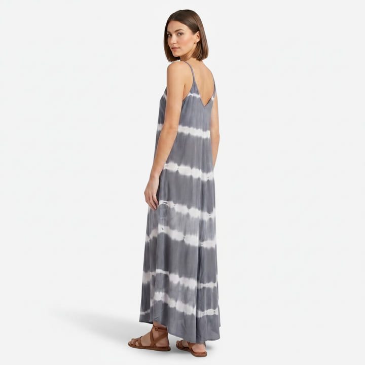 NOMU | Women's Tie Dye Maxi Dress – Spaghetti Strap V Neck Relaxed Fit Design