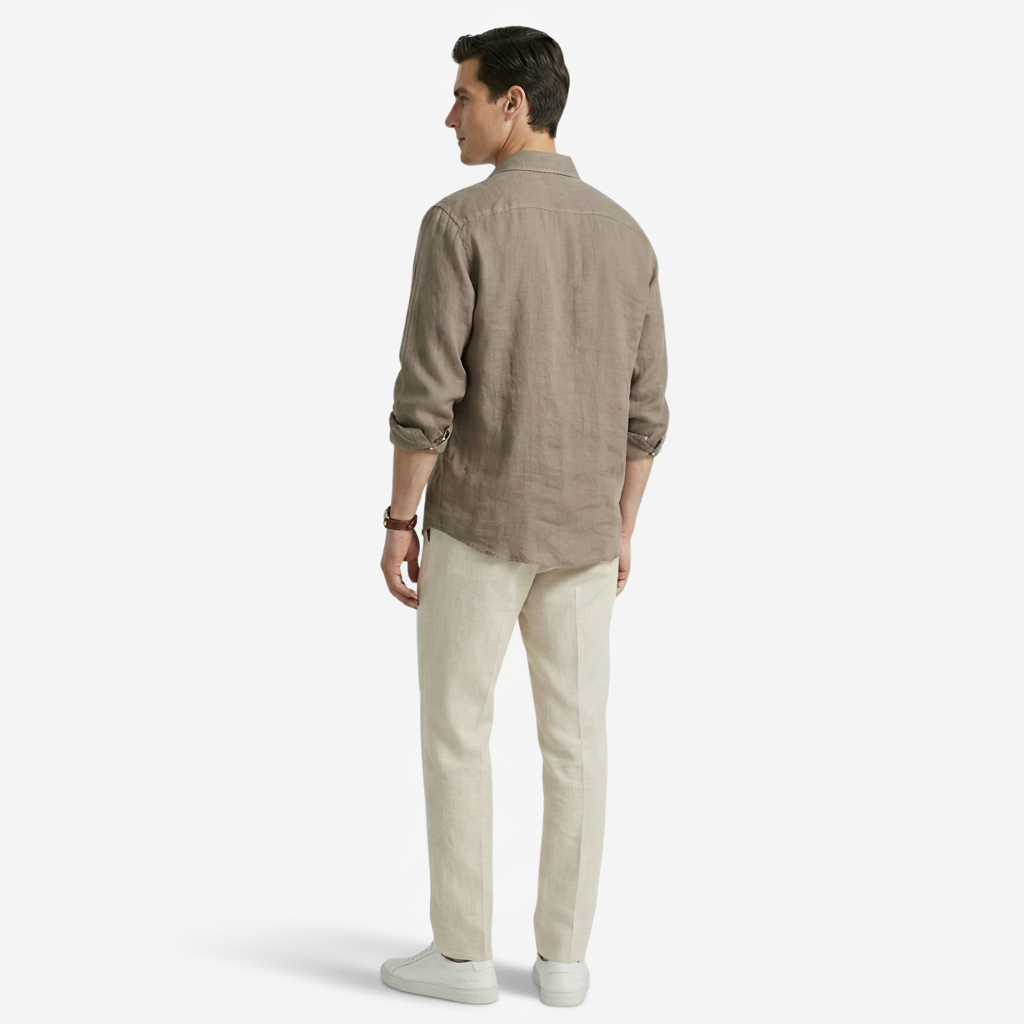 NOMU | Men's Linen Button Up Shirt – Lightweight Long Sleeve Casual Design