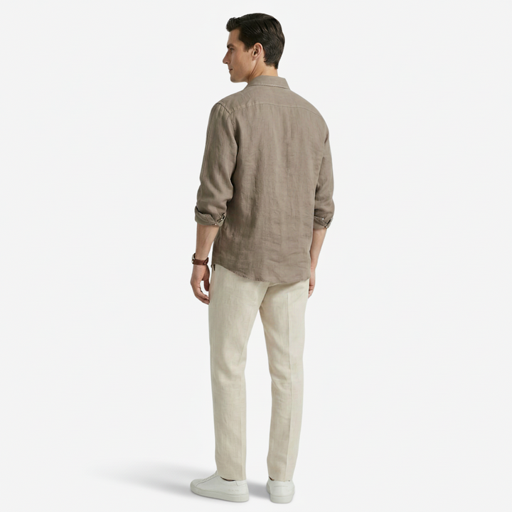 NOMU | Men's Linen Button Up Shirt – Lightweight Long Sleeve Casual Design
