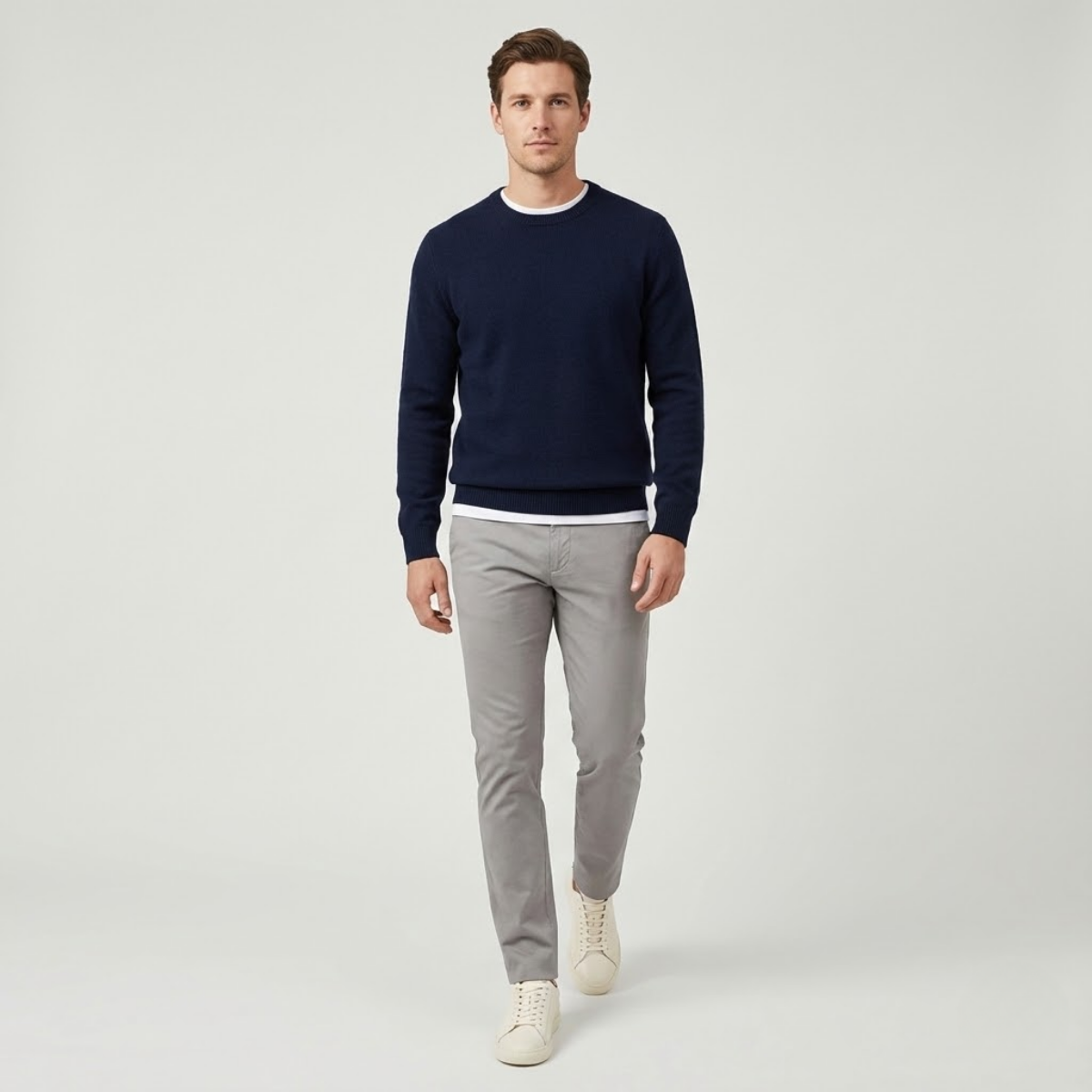 NOMU | Men's Minimalist Leather Sneakers – Classic Low-Top Casual Shoes