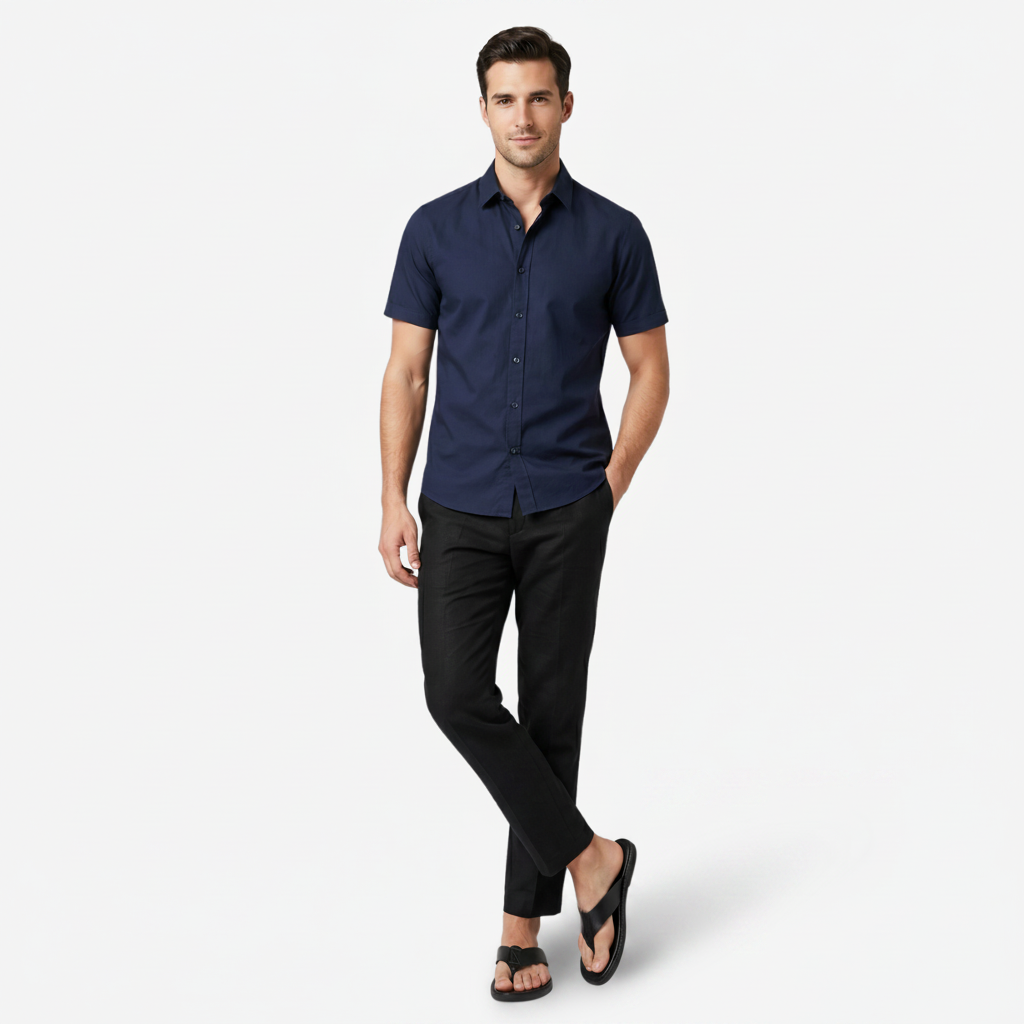 NOMU | Men's Leather Flip Flops – Cross-Over Strap Minimalist Design