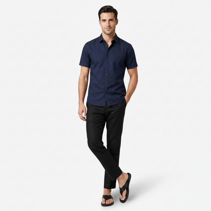 NOMU | Men's Leather Flip Flops – Cross-Over Strap Minimalist Design
