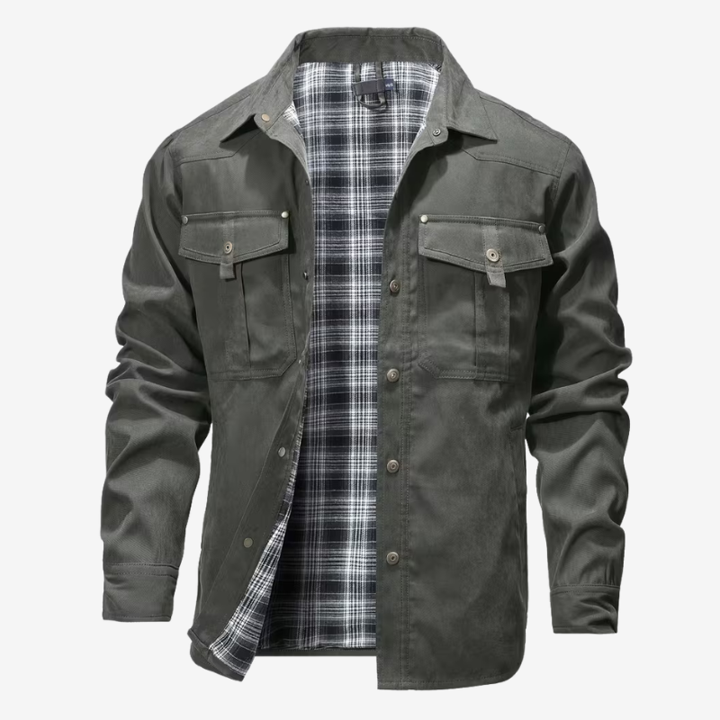 NOMU | Men's Utility Jacket Shirt – Button-Up Long Sleeve Casual Overshirt