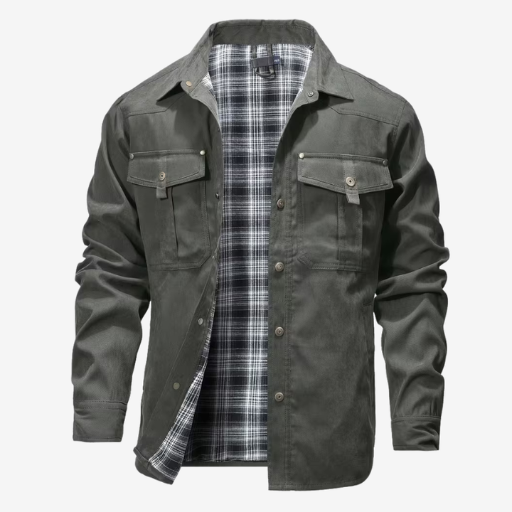 NOMU | Men's Utility Jacket Shirt – Button-Up Long Sleeve Casual Overshirt