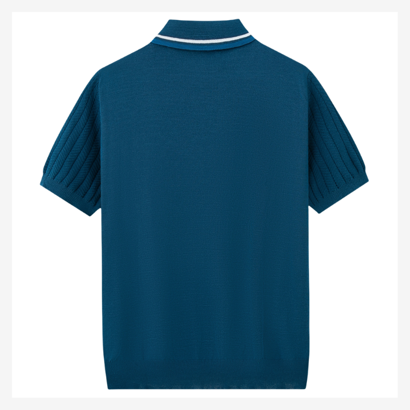 NOMU | Men's Textured Knit Polo Shirt – Smart Casual Short Sleeve Sweater Polo