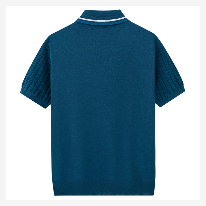 NOMU | Men's Textured Knit Polo Shirt – Smart Casual Short Sleeve Sweater Polo