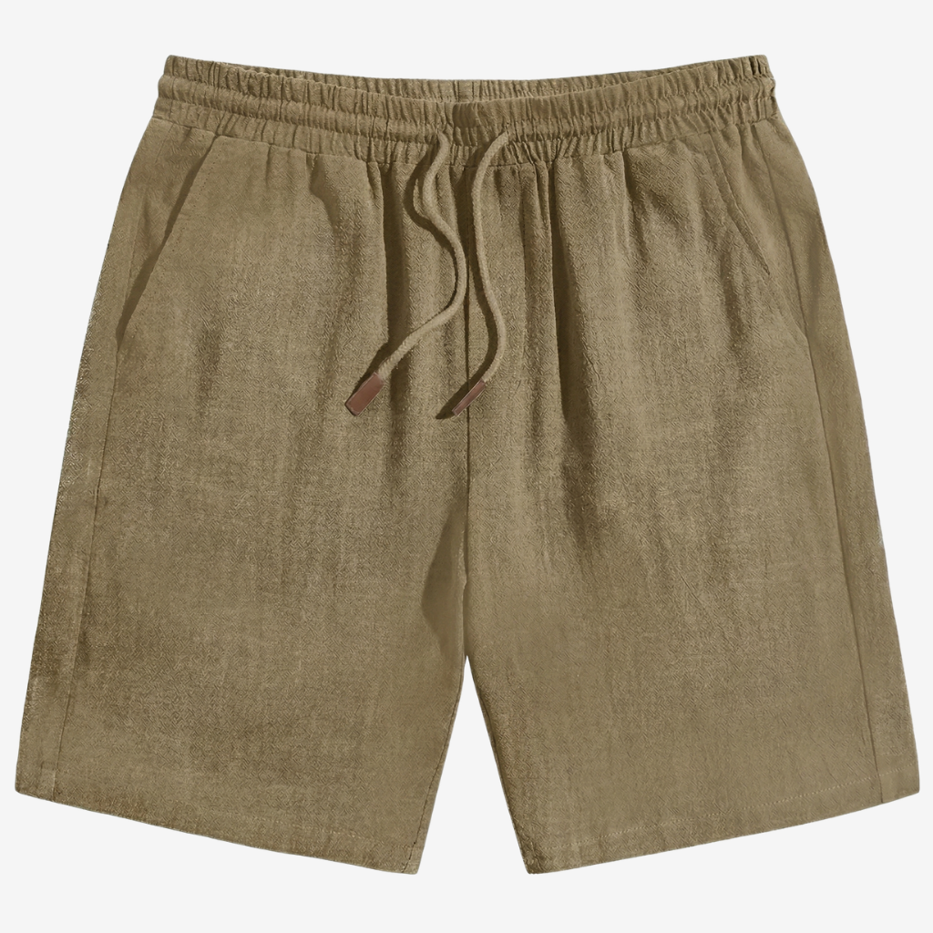 NOMU | Men's Linen Blend Shorts – Drawstring Elastic Waist Casual Design