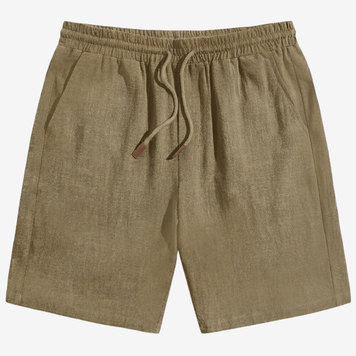 NOMU | Men's Linen Blend Shorts – Drawstring Elastic Waist Casual Design
