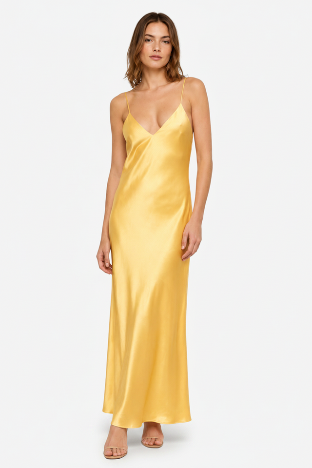 NOMU | Women's Satin Slip Maxi Dress – Elegant Spaghetti Strap Evening Dress