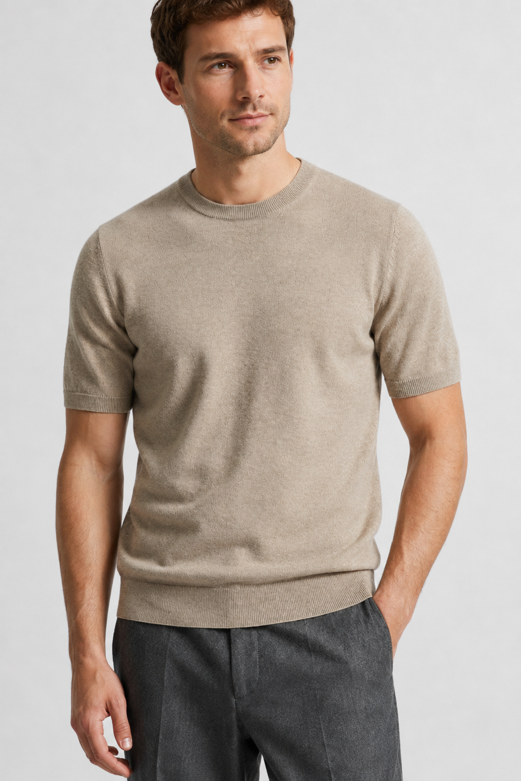 NOMU | Men's Fine Knit Crew Neck Sweater Tee – Minimalist Soft-Touch Top