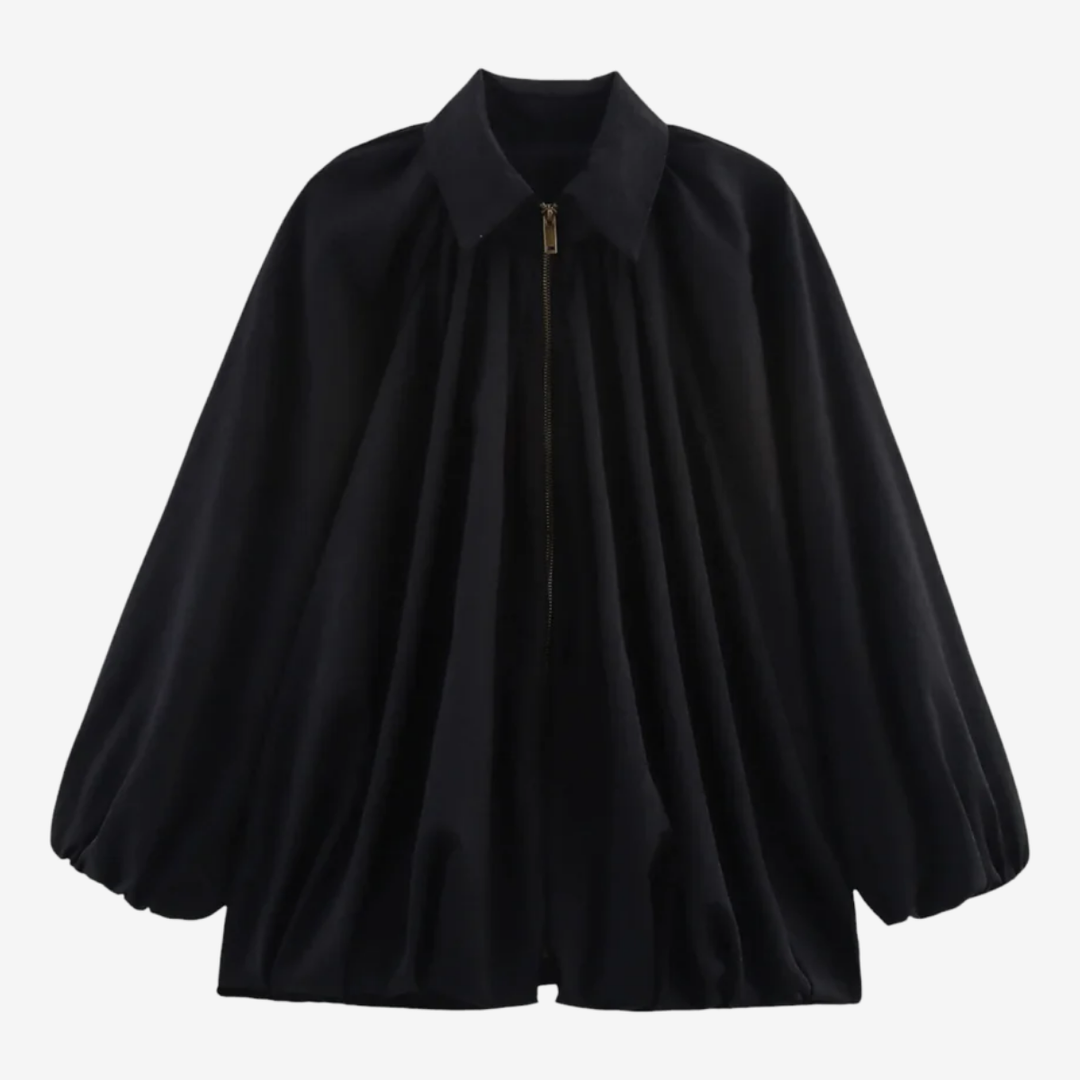 NOMU | Women's Gathered High Neck Blouse – Elegant Balloon Sleeve Top