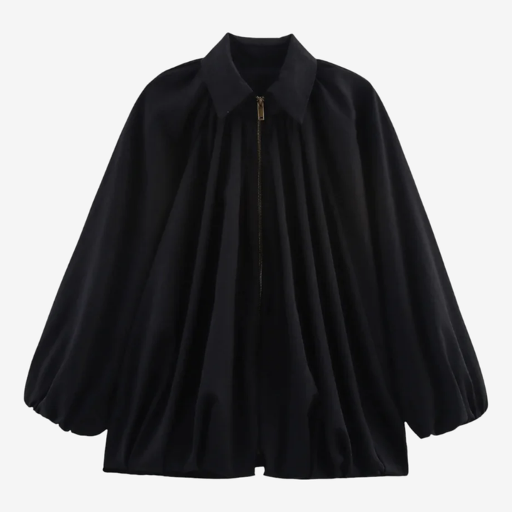 NOMU | Women's Gathered High Neck Blouse – Elegant Balloon Sleeve Top