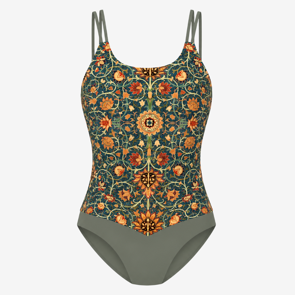 NOMU | Women's Asymmetrical Tankini Swimsuit Set – Printed Tummy Control Top with High Waist Bottoms