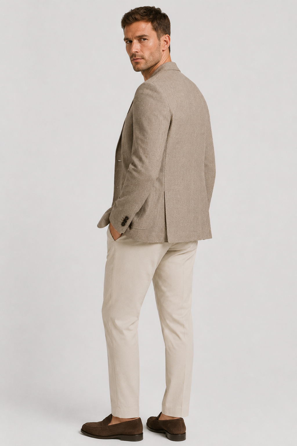 NOMU | Men's Textured Tailored Blazer – Smart Casual Single-Breasted Jacket