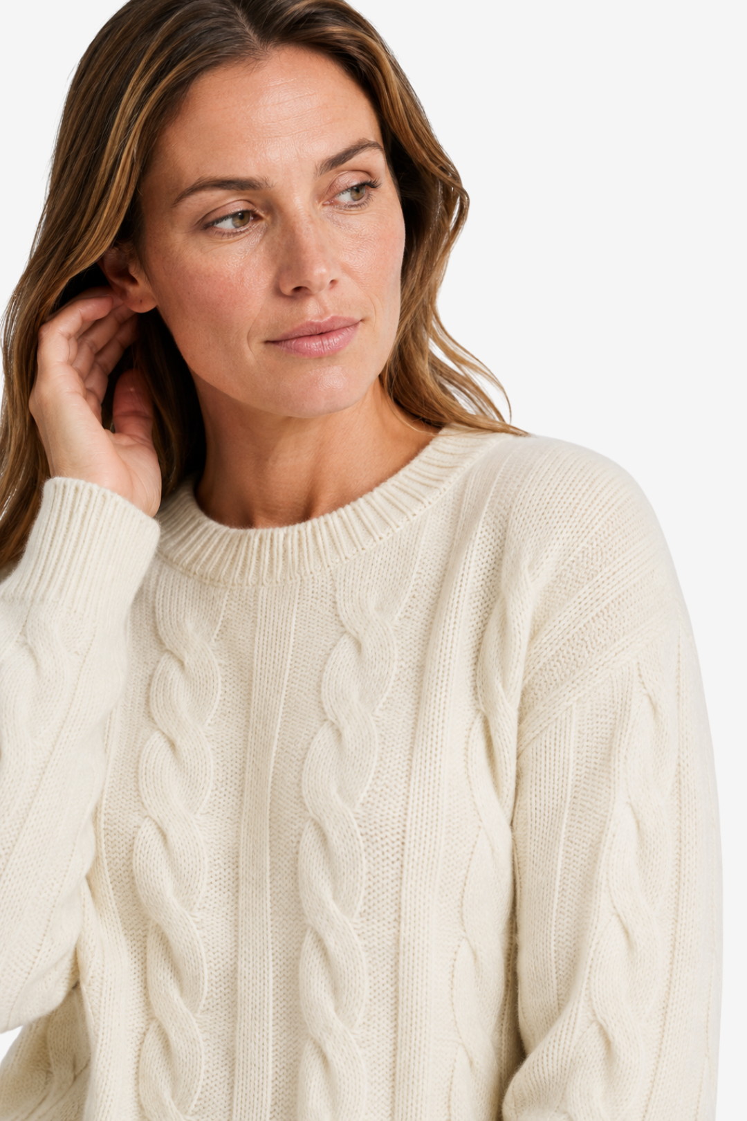 NOMU | Women's Cable Knit Sweater – Crew Neck Long Sleeve Cozy Design