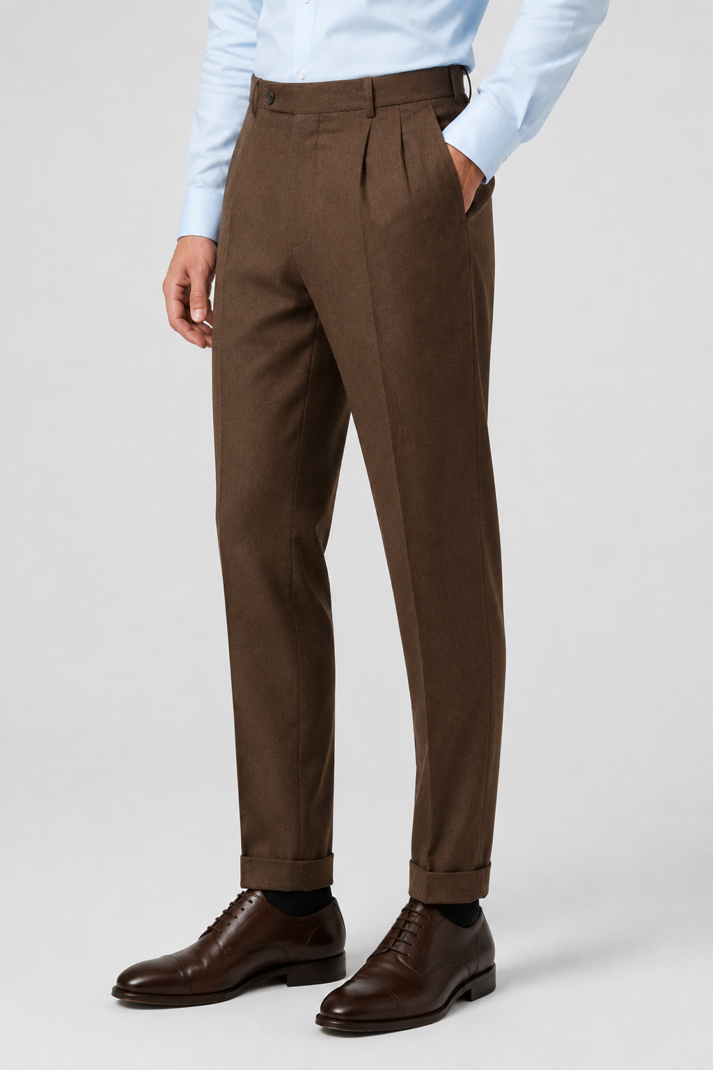 NOMU | Men's Tailored Pleated Ankle Trousers – Modern Slim Fit Dress Pants