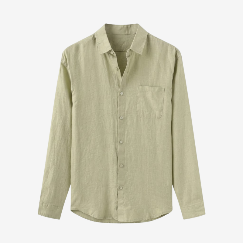 NOMU | Men's Linen Blend Button Down Shirt – Casual Long Sleeve Minimalist Top