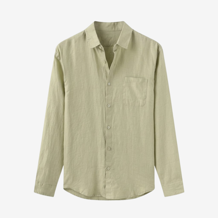 NOMU | Men's Linen Blend Button Down Shirt – Casual Long Sleeve Minimalist Top