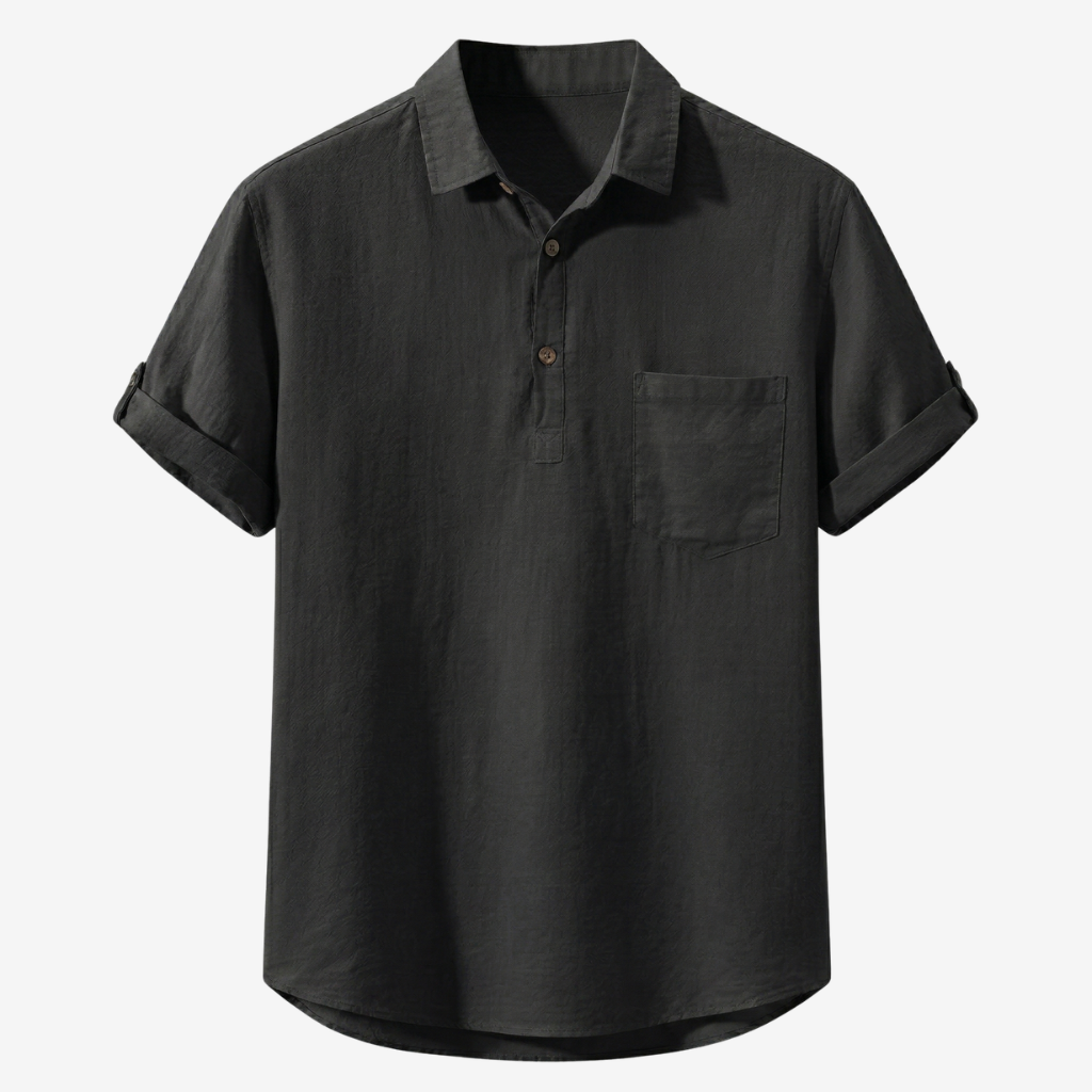 NOMU | Men's Short Sleeve Linen Polo Shirt – Relaxed Smart Casual Top
