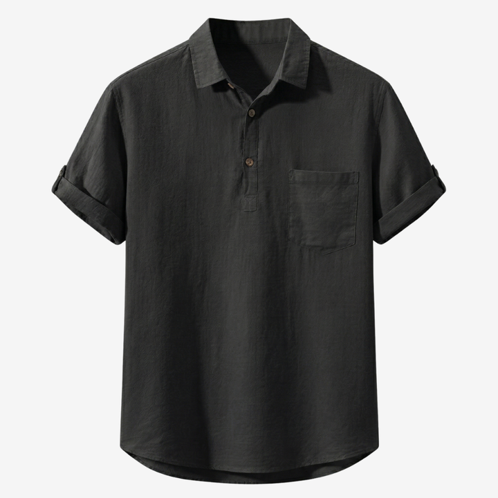 NOMU | Men's Short Sleeve Linen Polo Shirt – Relaxed Smart Casual Top