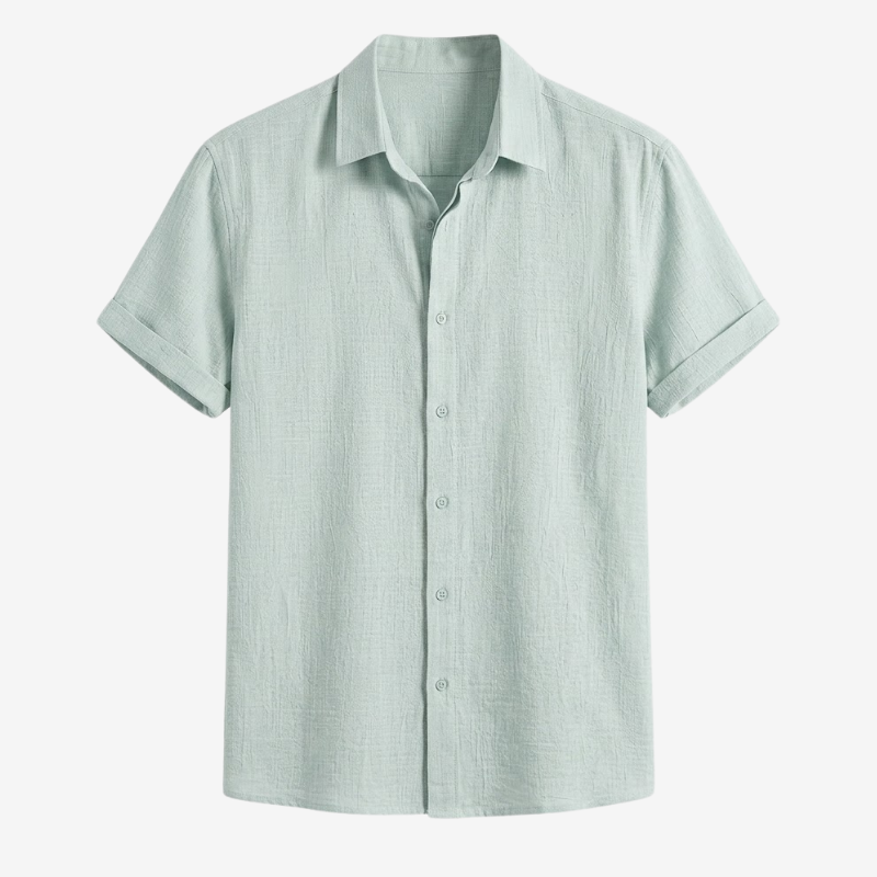 NOMU | Men's Linen Blend Shirt – Short Sleeve Casual Button Design