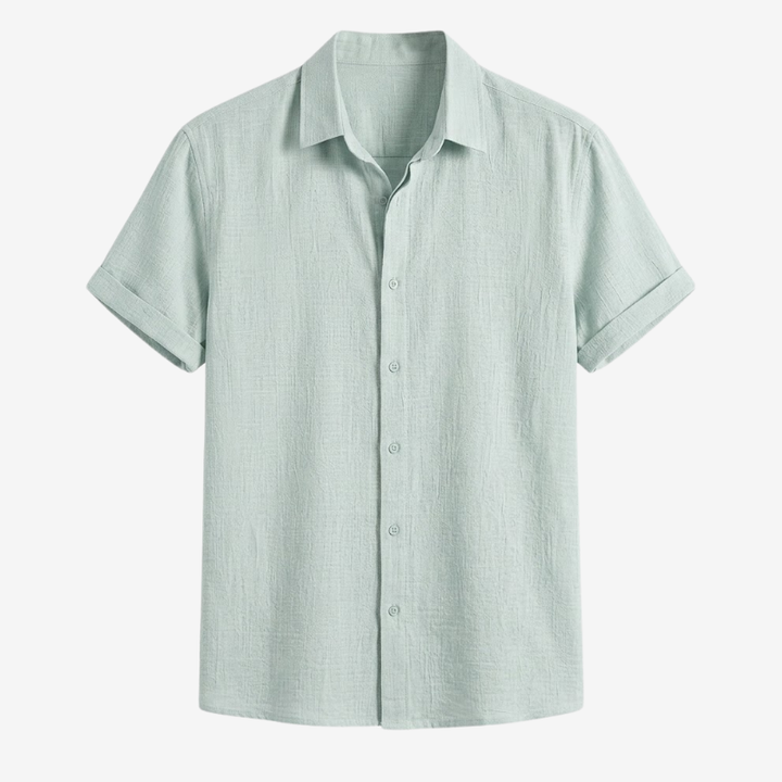 NOMU | Men's Linen Blend Shirt – Short Sleeve Casual Button Design