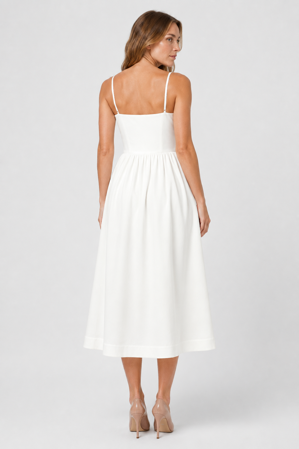 NOMU | Women's Sleeveless Midi Dress – Spaghetti Strap Flowy A-Line Design